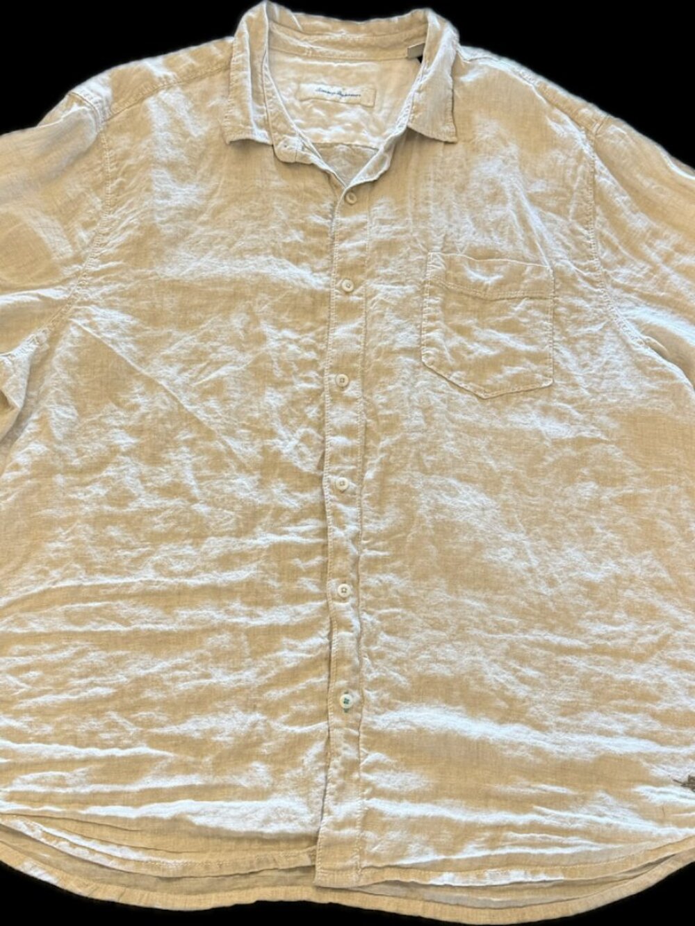 Tommy Bahama 100% Linen Camp Shirt Beige Short Sleeve Men’s XXL